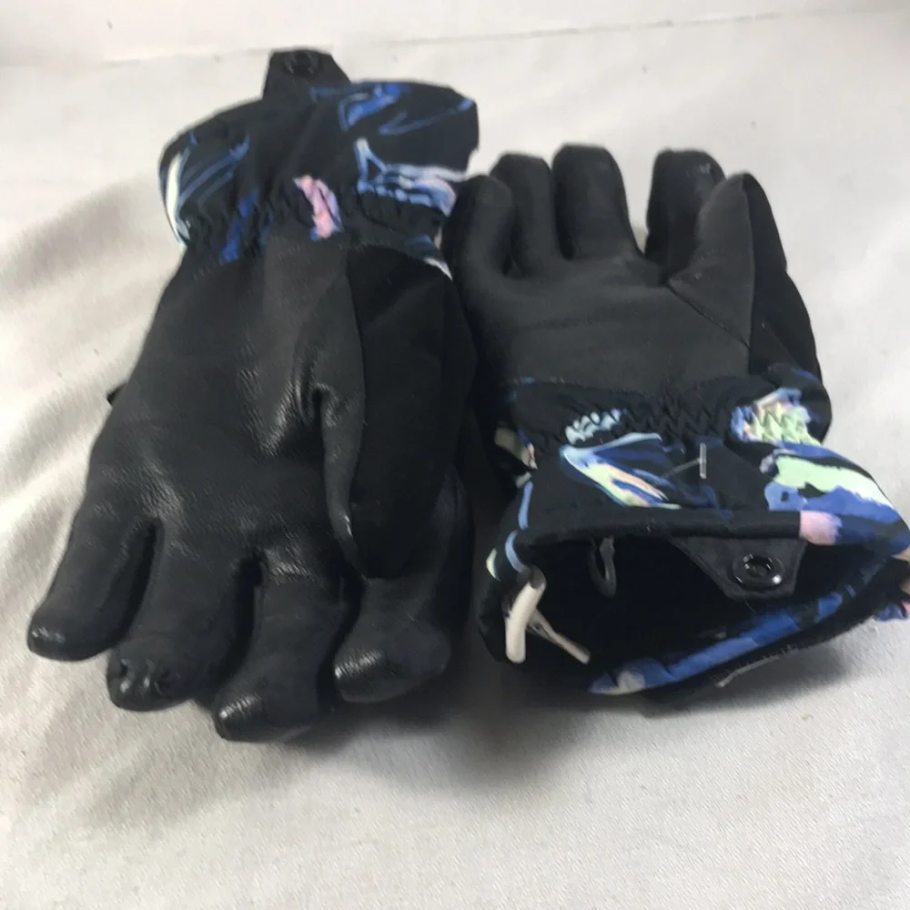 Obermeyer Teen Lava Black and Multicolor Ski Gloves Size XL